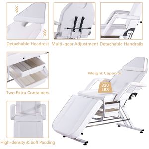 Camilla Hidráulica Multiusos para Esteticista con Dos Bandejas, Mesa Facial de 3 Secciones, Silla de Salón para Tatuajes, Camillas de Masaje - Product Image 4
