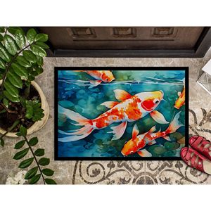 Koi Fish <b>Doormat</b> Non-Slip <b>Washable</b> Low Pile 24H X 36W Indoor Outdoor Entryway Rug for Front Door - Product Image 3