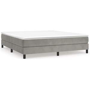 Base de Cama King Tapizada en Terciopelo Gris Claro, Madera Sintética con Contrachapado, Diseño de Cama Duradero y Elegante - Product Image 2