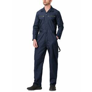 Combinaison unisexe à manches longues avec logo personnalisé OEM, fermeture éclair et multiples poches, uniforme de mécanicien - Product Image 1