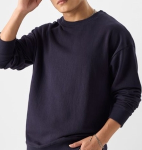 Sweat-shirt pour homme en coton biologique et polyester recyclé, écologique, uni, couleur unie, style minimaliste - Product Image 5