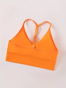 Women Sport <b>Crop</b> <b>Top</b> T Back Strap Yoga Bra Removable Pads Wirefree Running Athletic Vest Blanks Smooth Workout Bra Custom - Product Image 5
