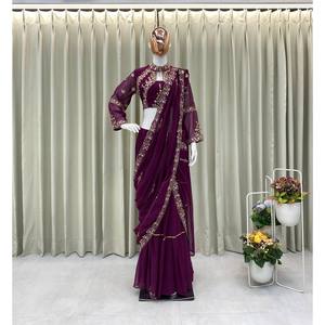 Belles robes de soirée Mirror Work Lehenga Saree pour les fêtes - Product Image 5