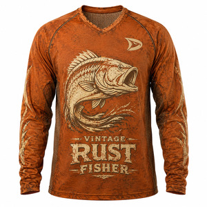 Chemise de pêche à manches longues pour homme, personnalisée OEM, UPF 50+, séchage rapide, maille polyester, motif de poisson sublimé, jersey de pêcheur performant - Product Image 2