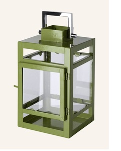 Classic Dynamic Design <b>Square</b> Shape Metal & Glass <b>Candle</b> Lantern Centerpiece for Floor Home & Hotel in Sage Green Finished - Product Image 5