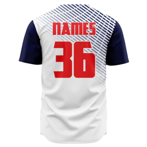 Maillot de baseball personnalisé blanc et bleu marine pour homme, respirant, uniforme d'équipe de softball, chemise de sport athlétique pour l'entraînement et les matchs - Product Image 3