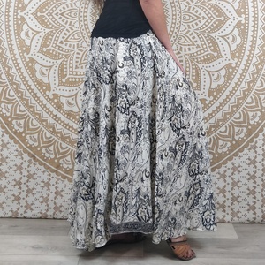 Korba <b>Pants</b> 100% Cotton Loose Skirt <b>Pants</b> White Black Paisley Print High Elastic Waist Breathable Anti-Wrinkle Quick Dry ODM - Product Image 4