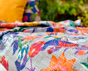 Artisan Reversible <b>Quilted</b> Kantha Style <b>Bedspread</b> Handcrafted Block Printed Soft Cotton Bedding 300tc Thread Count Eco-Friendly - Product Image 1