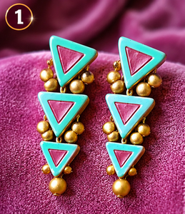 KOTTRAVAI - Pinza para el Cabello con Cuentas Triangulares Geométricas, Accesorio de Joyería de Resina Colorida de Tamil Nadu para Mujer, para Usar en Fiestas - Product Image 2