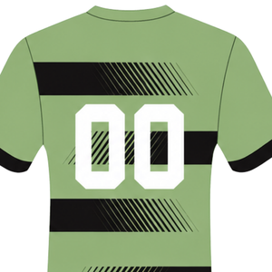 Camiseta de Rugby Verde Salvia y Negra, Manga Corta, Cuello Redondo, Rayas, Uniforme de Equipo Personalizado, Transpirable, para Entrenamiento Deportivo - Product Image 4