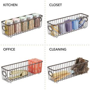Panier de rangement en métal multi-usages avec poignées pour armoires de cuisine, garde-manger, fruits, jouets, salle de bain, buanderie, placard, garage - Product Image 4