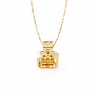 Minimalist 14K Solid Gold Round Baguette Princess Cut Set Lab Diamond Solitaire Pendant <b>Necklace</b> for Women Party Gift - Product Image 5