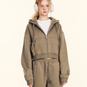 Alta calidad personalizado en blanco personalizado DTG Raglan Sudadera con capucha de gran tamaño Boxy Fit Crop Heavy Weight Zip up hombres sudaderas con capucha sudaderas - Product Image 5