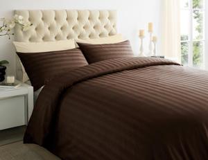 Brown Stripe Cotton Flat <b>Sheet</b> 400TC Breathable Home Bedding Adults All Season - Product Image 1