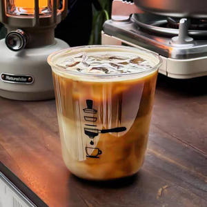 Gobelet en plastique transparent en forme de U avec impression de logo personnalisé, jetable, pour bubble tea, 12 oz, 16 oz, 22 oz, gobelet en PET pour thé, café, jus avec couvercles - Product Image 1