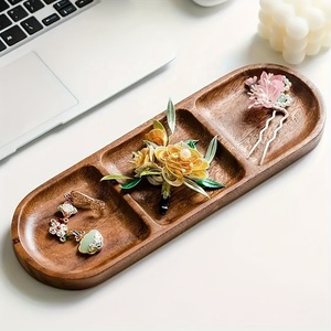 Bandeja compacta para almacenamiento y servicio con diseño seccionado, acabado liso, fácil de transportar, ideal para té, café, refrigerios, decoración del hogar - Product Image 1