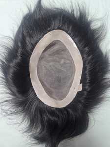 Toupee de Cabello Liso Negro con Base de Encaje BD y Monofilamento, Parte Central, Cabello Remy Indio de 28mm, Nudos Invisibles, 130% de Densidad - Product Image 5
