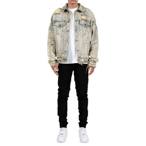 High Quality <b>Custom</b> <b>Denim</b> <b>Jackets</b> Embroidery Customized Logo Printing 100% Cotton Casual Streetwear Winter Men's <b>Custom</b> Colors - Product Image 1