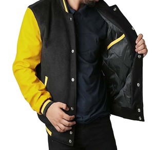 Blouson universitaire surdimensionné personnalisé 2026, unisexe, avec broderie et patchwork, en polaire de laine, pour homme, idéal pour l'hiver - Product Image 3
