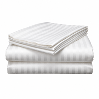 Parure de lit en coton rayé blanc 4 pièces – Drap-housse, taies d'oreiller, housse de couette – Tissé toutes saisons 300 fils/cm² – Style moderne