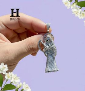 Collier pendentif Santa Muerte Iced Out, Bijoux Hip Hop, Charme Dernier Juge et Vieilleuse, Pendentif squelette en diamant de laboratoire - Product Image 4