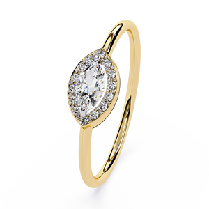 Anillo de compromiso, aniversario o boda de oro de 10k, 14k o 18k para mujer, con diseño clásico en forma de marquesa y diamante talla marquesa. - Product Image 3