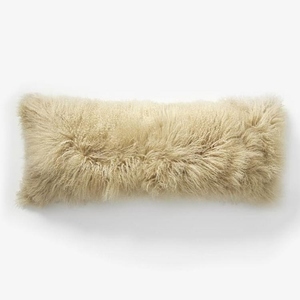 Faux <b>Fur</b> Rectangle Pillow Plush Thick Beige Modern Decor for Bedroom Home Use - Product Image 1