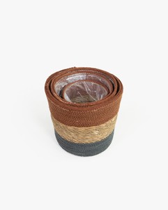 Panier de rangement en jonc de mer tricolore, écologique, tressé à la main, style vintage, pour la décoration de la maison, Kingcraftviet - Product Image 2