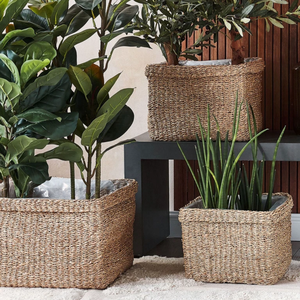 Natural Set of 3 Seagrass <b>Plant</b> Pots <b>Baskets</b> Decorative Boho Style Indoor Planter Pot Made in Vietnam - Product Image 5