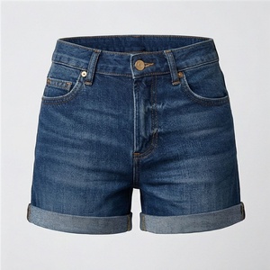 Shorts en jean taille haute pour femmes grandes tailles, coupe skinny décontractée, effet délavé, tendance, sexy, streetwear féminin - Product Image 1