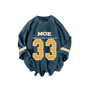 Camiseta de Fútbol Americano de Algodón Lavado Estilo Vintage, Novedad, Oversize, para Hombre, Estilo Urbano, con Estampado de Número, Personalizada, OEM, al por Mayor - Product Image 2