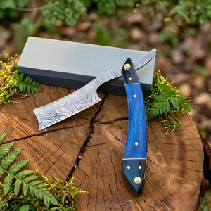 Cuchillo Plegable Industrial Hecho a Mano de Acero de Damasco BA Enterprises con Hoja Recta, Mango de Madera y Apertura con Perilla para Caza 8 - Product Image 1
