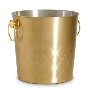 Cubo de hielo de acero inoxidable aislado con tapa y cuchara, enfriador de vino y champán de metal martillado de doble pared para fiestas - Product Image 5