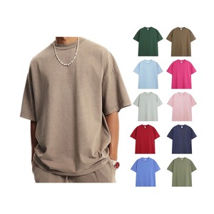 T-shirts vintage pour hommes en coton 100% délavé à l'acide, coupe oversize à épaules tombantes, grammage lourd 230 g/m², personnalisables en gros - Product Image 6