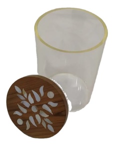 Caja de postre de acrílico hecha a mano exclusiva con tapa de incrustaciones de fregona de madera Caja de regalo árabe de lujo para celebraciones de Ramadán y Eid Mubarak - Product Image 5