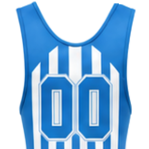 Combinaison de lutte sublimée rayée bleu roi et blanc pour hommes, en polyester léger, uniforme de lutte athlétique pour l'entraînement et la performance - Product Image 5