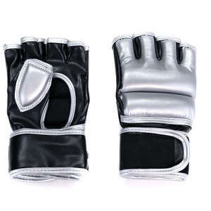 Gants d'entraînement MMA rembourrés en mousse haute densité - Mitaines de sparring durables argentées avec support large pour le poignet - Fabrication OEM personnalisée - Product Image 2