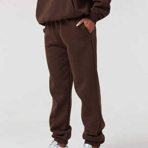 Sudadera con Capucha Unisex de Poliéster Suave, Corte Regular, Color Marrón, para Invierno, Informal, de Uso Diario, 2 Piezas - Product Image 4