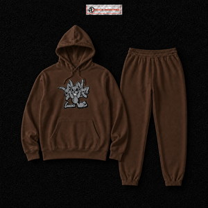 Ensemble de survêtement marron à capuche pour homme avec imprimé motif, sweat-shirt et pantalon décontractés longs, coupe régulière, pour l'automne, ajustement personnalisé - Product Image 5