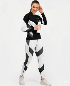 Conjunto Deportivo para Mujer, Reversible, con Cierre Completo, Cuello Alto, 100% Algodón, Sudadera Deportiva, Pantalones Jogger con Cintura Elástica, para Gimnasio y Entrenamiento - Product Image 2