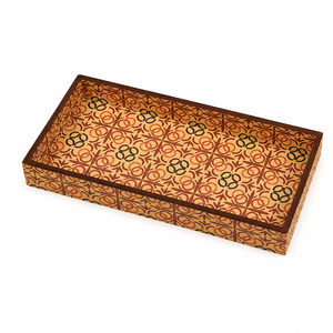 ถาดเสิร์ฟไม้พิมพ์ลายทันสมัย |   ถาดอเนกประสงค์ทำมือสำหรับใส่ขนม กาแฟ และเครื่องสำอาง เหมาะสำหรับงานดีวาลี งานแต่งงาน และวันเกิด - Product Image 4