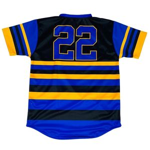เสื้อเบสบอลลายทางสีดำ Sigma Gamma Rho SGRho 22 สีน้ำเงินทอง เสื้อผ้ากรีกพรีเมียมสำหรับผู้หญิง เสื้อเจอร์ซีย์มีสไตล์ - Product Image 2