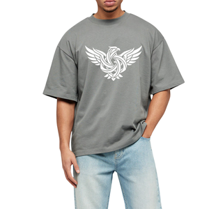Camiseta de Hombre Oversize Gris Sólida Estilo Urbano de Ajuste Holgado y Peso Pesado (400g) con Hombros Caídos, de Secado Rápido, Transpirable, Casual, 100% Algodón Jersey - Product Image 1