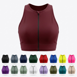 Soutien-gorge de sport sans couture personnalisé avec fermeture éclair frontale, respirant, antichoc, pour l'entraînement, la gym, la course à pied – Vente en gros OEM - Product Image 1