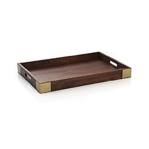 Bandeja de Servir Moderna de Madera con Asas Metálicas, Ecológica, Apta para Lavavajillas, Tamaño/Color/Diseño Personalizables para Restaurantes, Hoteles y Hogar - Product Image 1