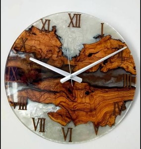 Custom Epoxy Resin Art Deco Wooden Grain Pattern Quartz Analog Hanging <b>Wall</b> <b>Clock</b> with Box for Living Room <b>Bedroom</b> Decor - Product Image 5