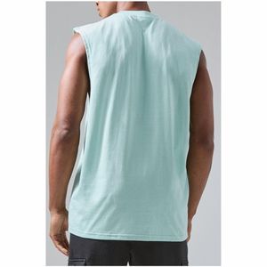 เสื้อกล้ามคอกลมผ้าฝ้าย 100% สีฟ้าอ่อน ทรงปกติ สำหรับผู้ชาย สวมใส่สบายๆ - Product Image 3