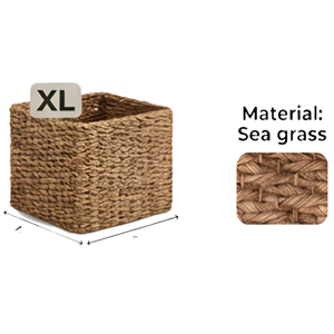 Panier de rangement tressé en jonc de mer XL, forme carrée, organisateur de rangement multifonctionnel - Product Image 4