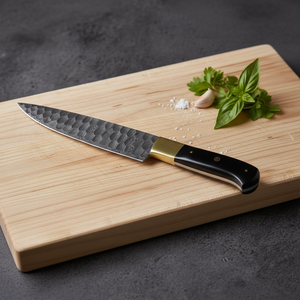 Cuchillo de Chef Ambidiestro de Acero de Damasco Premium de 8 Pulgadas, Extra Afilado, con Patrón Martillado en Espiral, Personalizable OEM, Mango de Cuerno para Chefs Caseros - Product Image 6