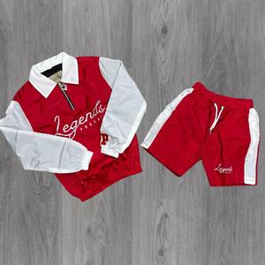 Conjunto de Chaqueta Cortavientos con Capucha y Pantalones Cortos Personalizados con Logotipo, Ropa Deportiva de Poliéster/Algodón para Hombre - Product Image 2